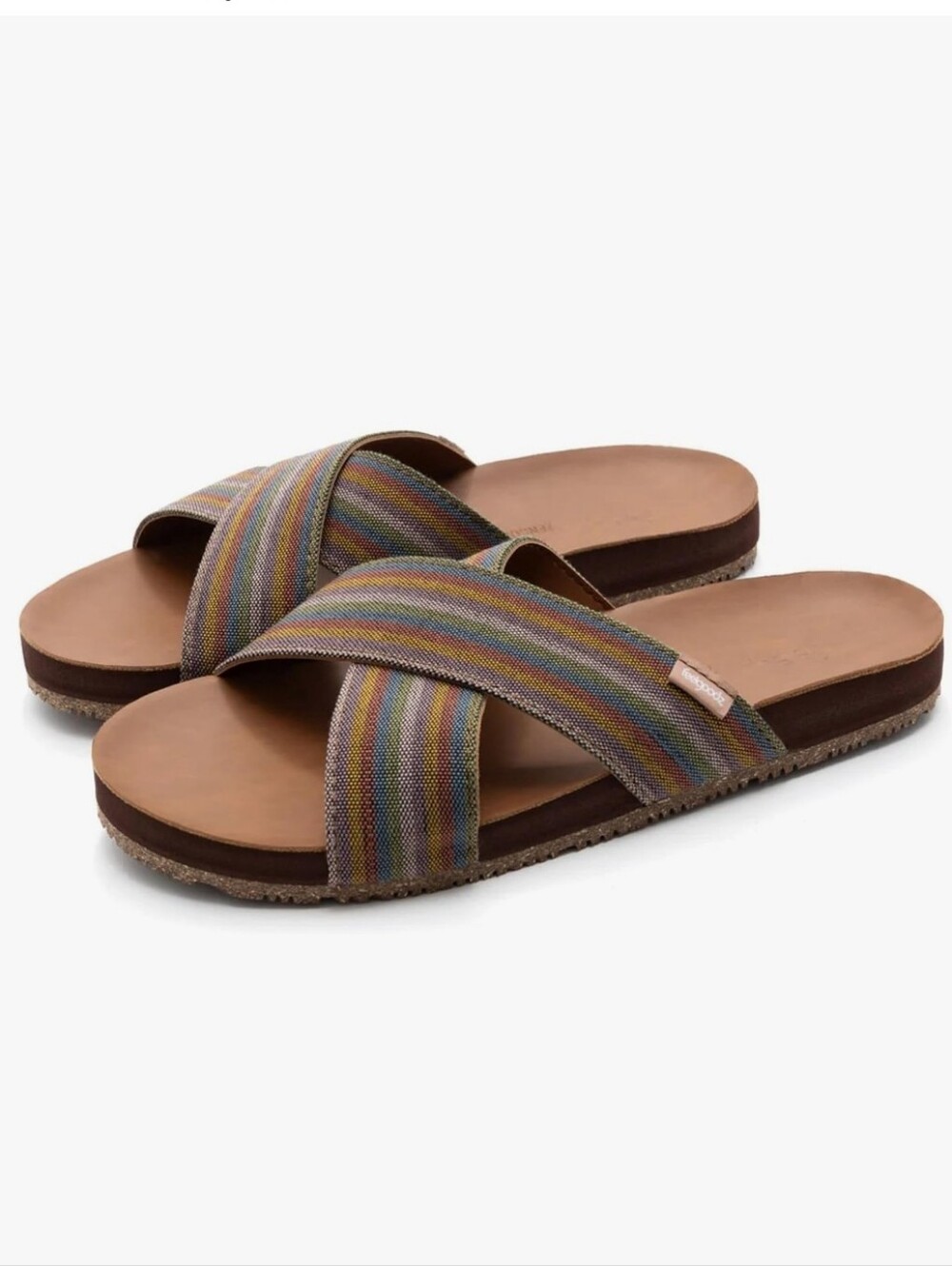 Feelgoodz Women's Zensole Cascades Natural Rubber Strap Slide Sandals Size 9